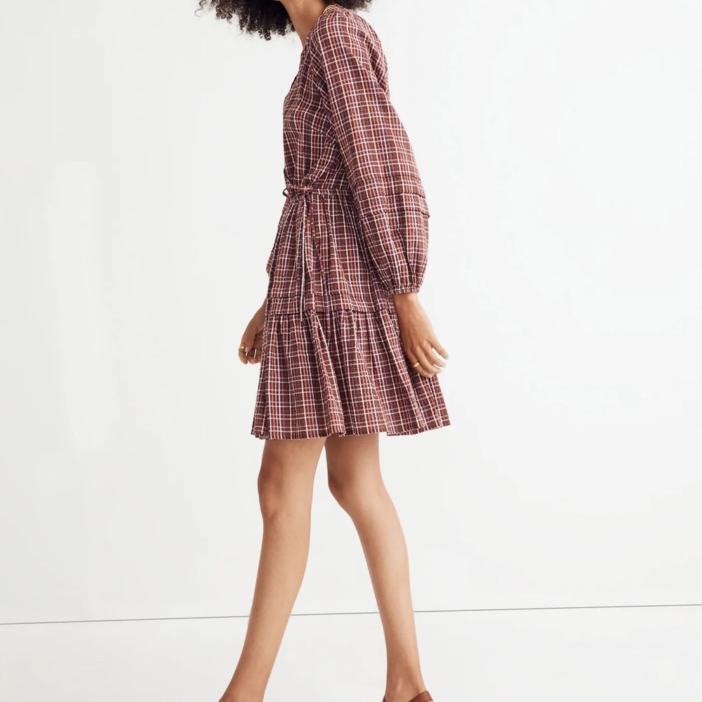 MADEWELL Seersucker Wrap Mini Dress Size XL - Picture 2 of 15